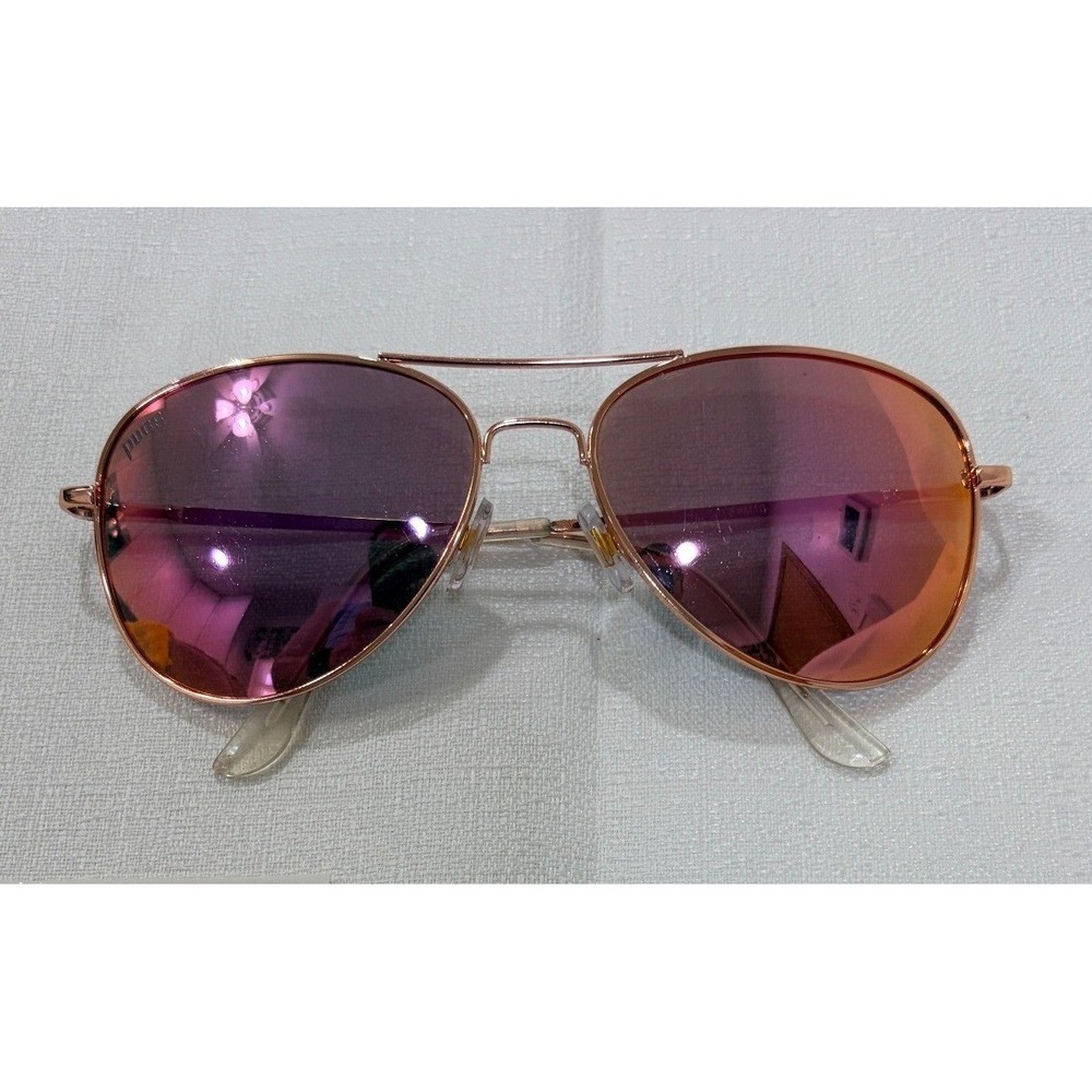 Pugs Rose Gold Aviator Sunglasses Pink Mirrored Lens Metal Frame - Picture 2 of 5